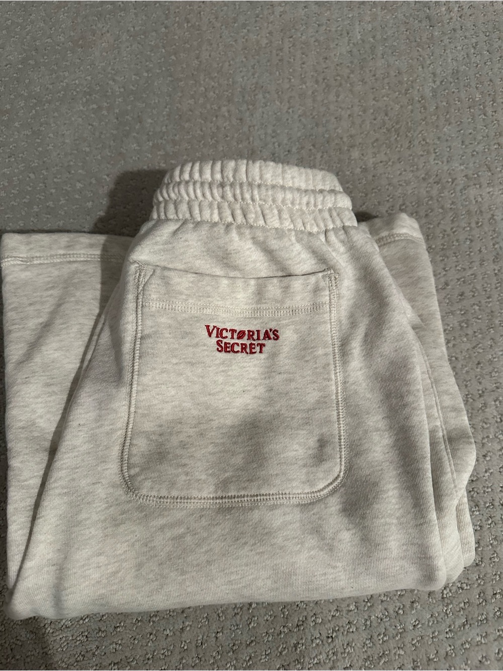 Victoria's Secret Light Gray Sweatpants with Red KISS Logo